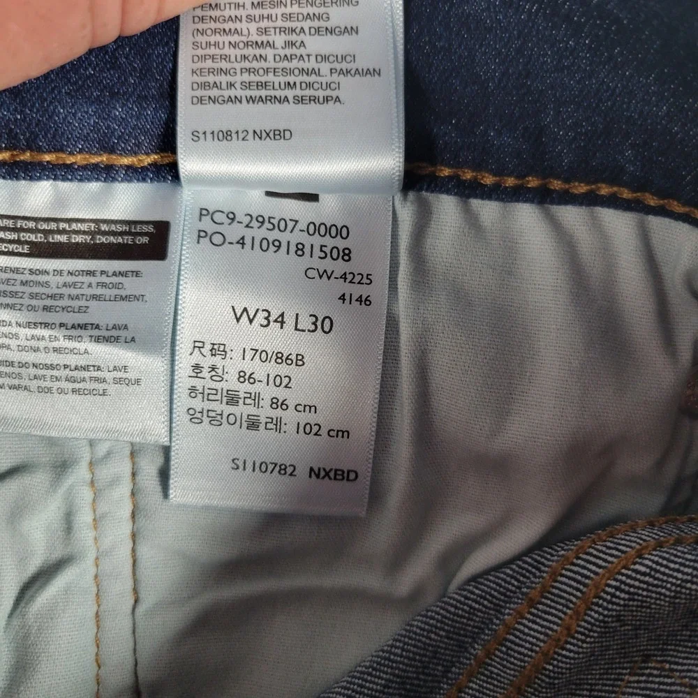 Levi's 502 Taper Jeans Mens 34x30 (Actual 36x30) Dark Indigo Blue Stretch Denim